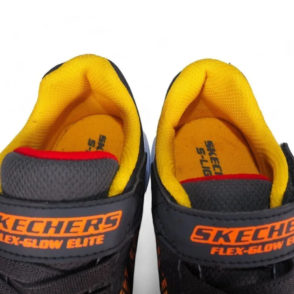 Skechers Flex-Glow Elite Vorlo Light Up Sneakers Grey / Orange / Yellow‎ Youth 2
